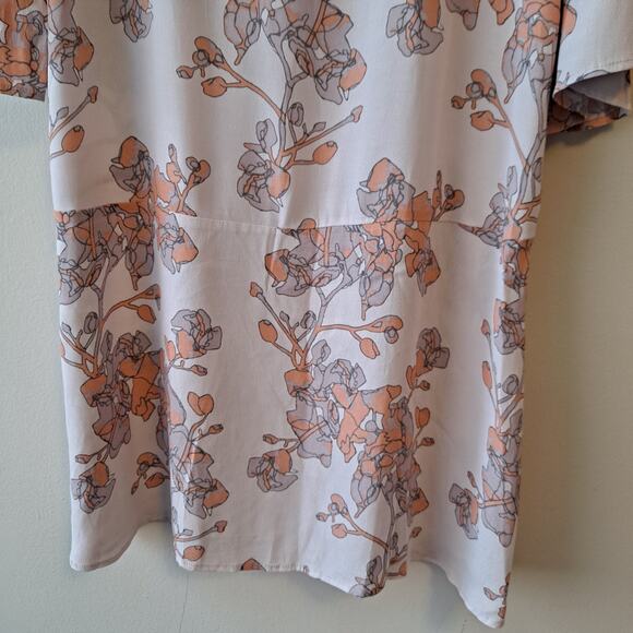 Numph Light Plush Pink Floral Crewneck Peplum Dress with Bell Sleeves - Picture 7 of 14